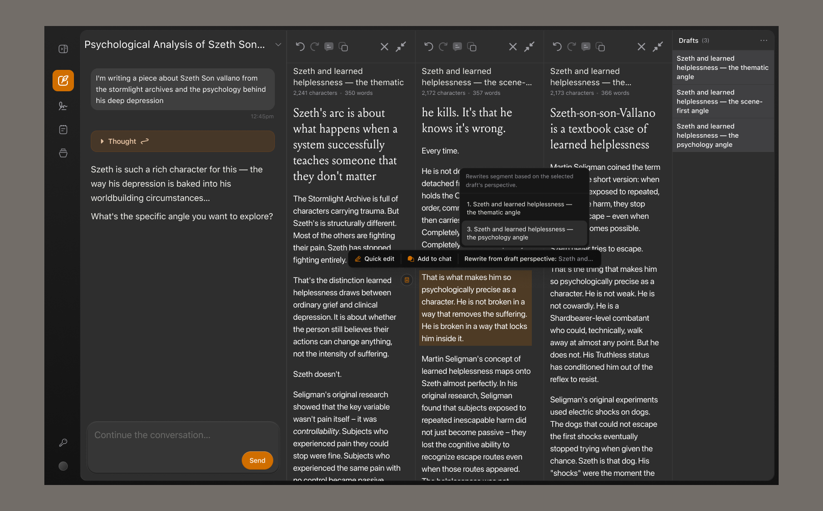 Spiral rewrite from draft perspective